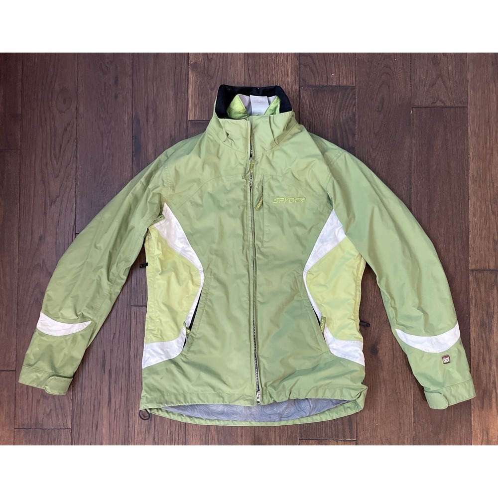 Spyder Ski Snowboard Jacket Women's Green White Shell Size 8
